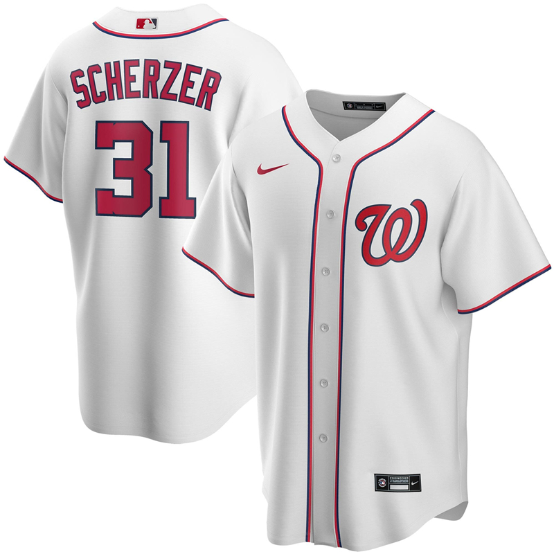 Men Washington Nationals #3 Max Scherzer Nike White Home 2020 Replica Player Jersey ->washington nationals->MLB Jersey
